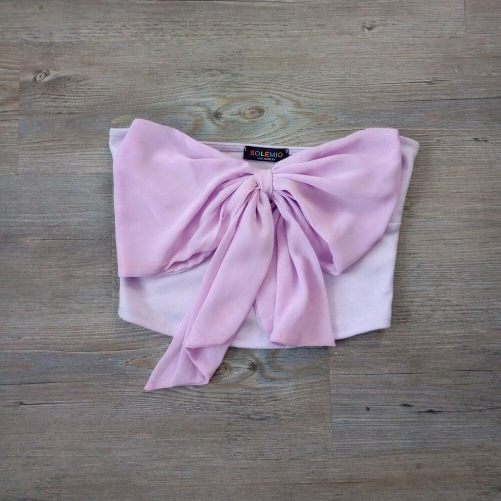 Y2K Pastel Lavender Ribbon Coquette Tube Top